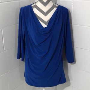 DRESS BARN ROYAL BLUE COWL NECK BLOUSE, 2X